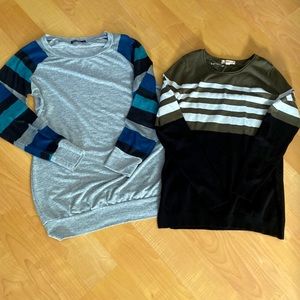 Set of 2 size medium long sleeve tops/sweater stripes Ouges & It’s Our Time